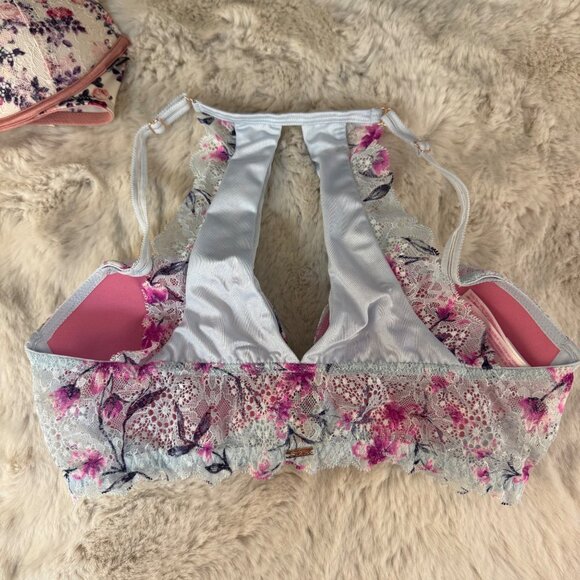 Pink By Victorias Secret Floral Lace Racerback Push-Up Bras Set Of 2 Sz 32D - Picture 7 of 10
